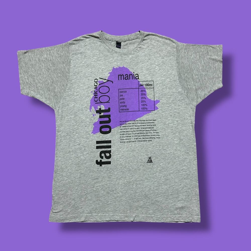 Fall Out Boy Shirt Mania Tour 2017 Emo Band Tee Gray Mens XL